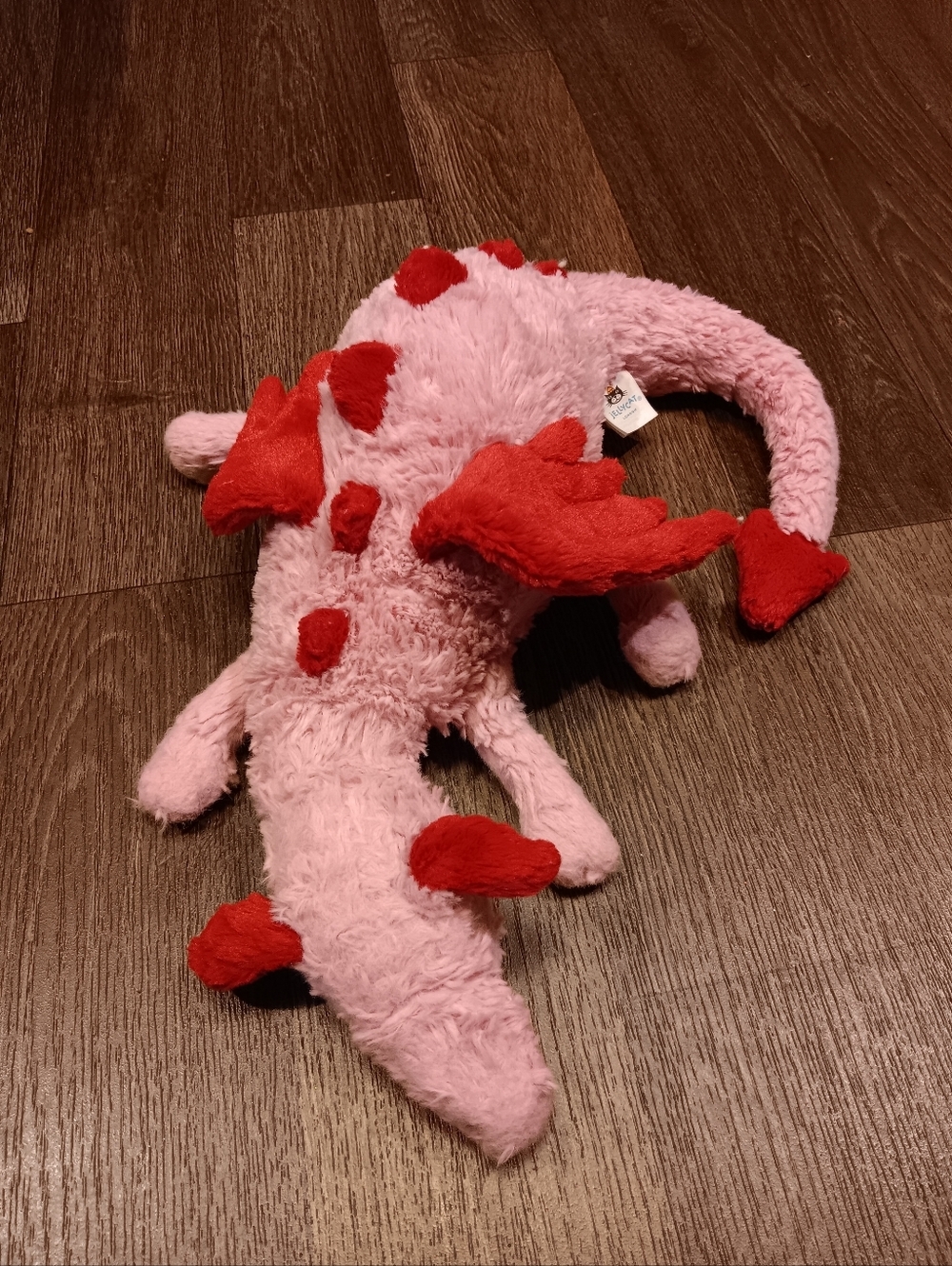 Jellycat Pink Plush Dragon with Red Accent